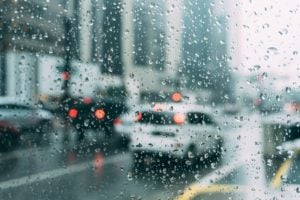 water spots on a car window